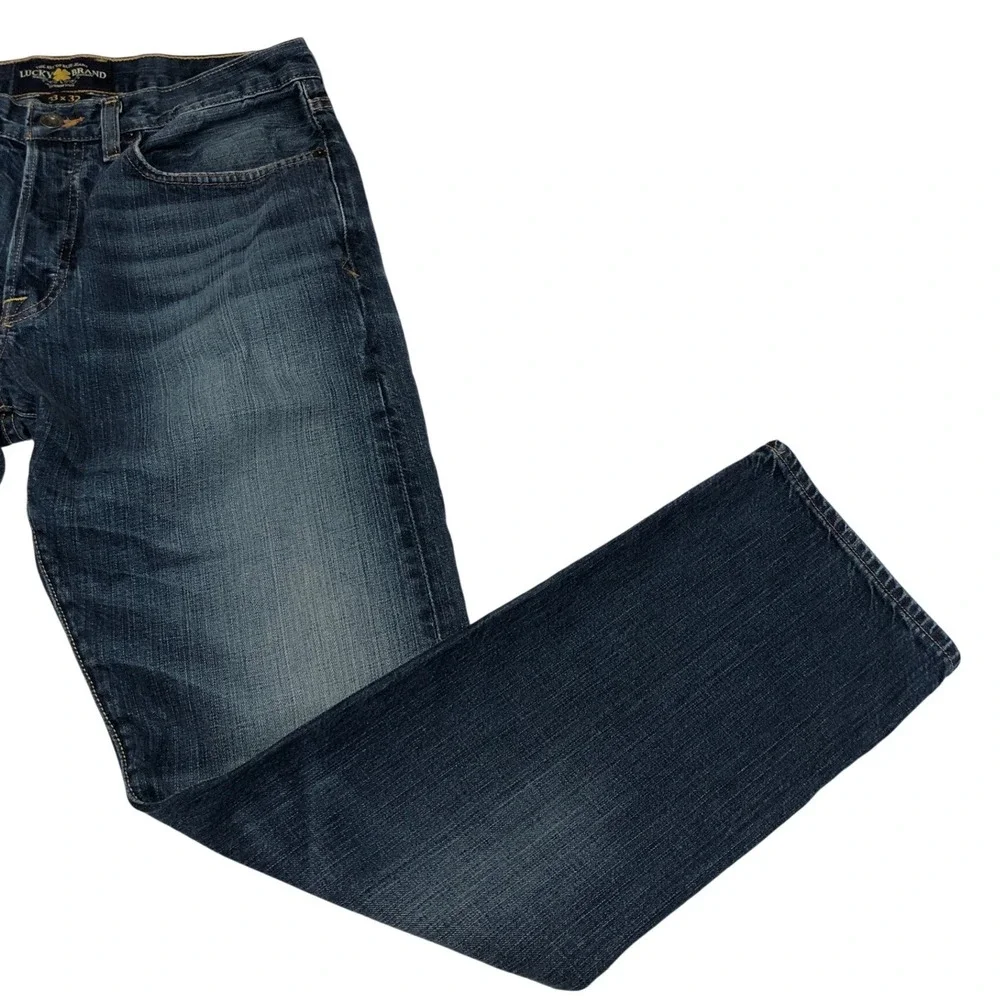Lucky Brand 121 Heritage Slim Mens Dark Wash Blue Denim Jeans 33x32 Button Fly